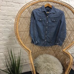 Old Navy Polka Dot Chambray Button Up Large